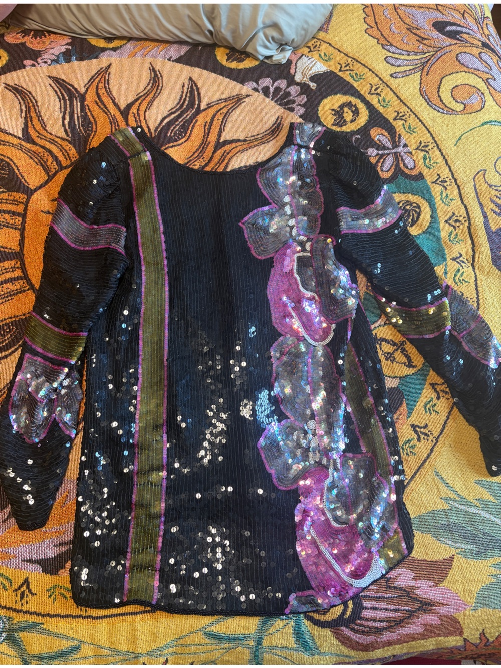 Vintage Metamorphosis 80s Sequin Diva Top with Puff Shoulders